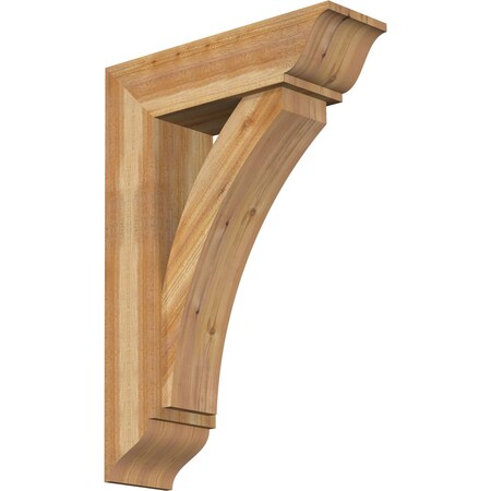 Ekena Millwork Thorton Traditional Rough Sawn Bracket w/ Offset Brace, Western Red Cedar, 8"W x 26"D x 38"H BKT0806X26X38THR01RWR